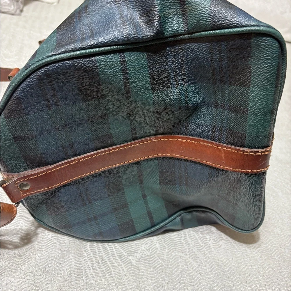 Vintage Ralph Lauren Brown and Green Plaid Men's Bag